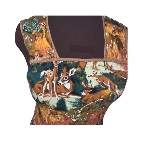 Pre-owned Vintage Deer & Forest Fabric Women’s Classic Kitchen Apron - Picture 4 of 7